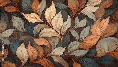 Wallpaper Mural Seamless decorative leaves background graphic resource Torontodigital.ca