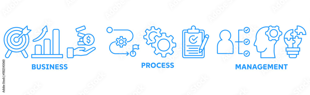 BPM icon set illustration concept with icon of business, process, management BPM icon set illustration concept with icon of business, process, management