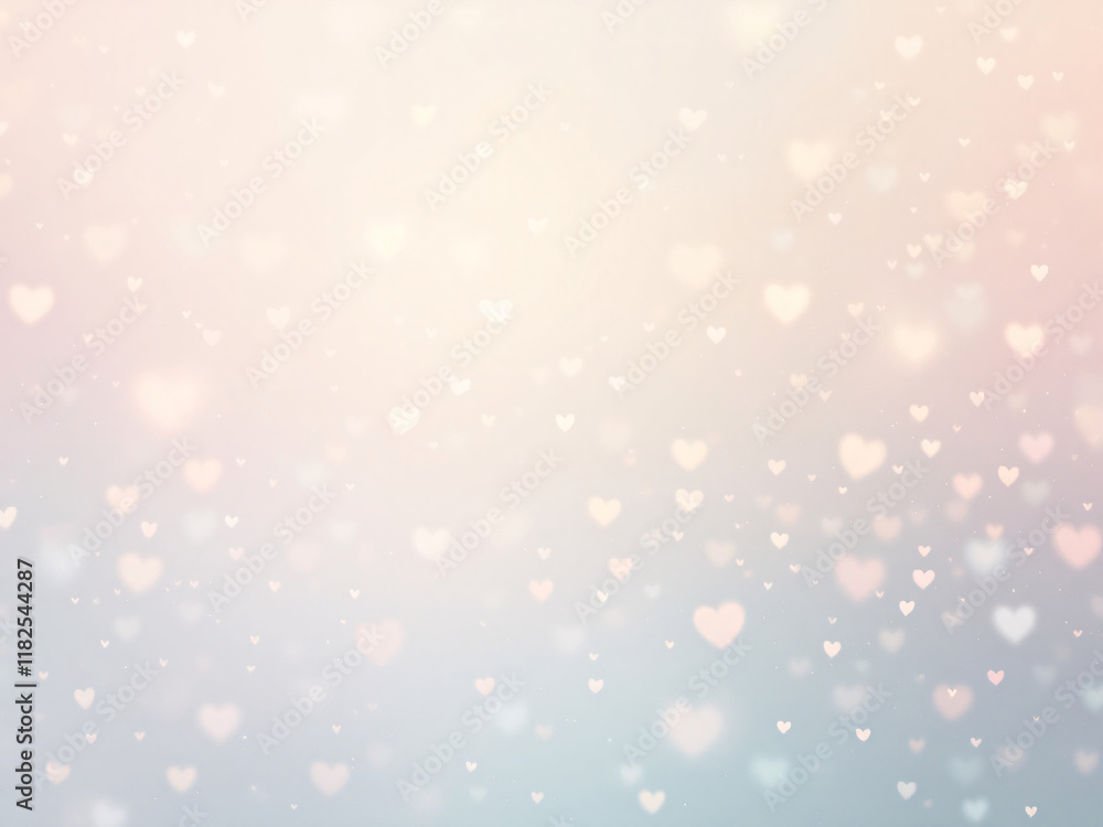 Soft pink background with glowing white hearts. Soft pink background with glowing white hearts.