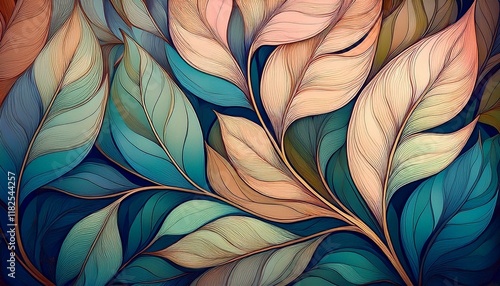 Wallpaper Mural Seamless decorative leaves background graphic resource Torontodigital.ca