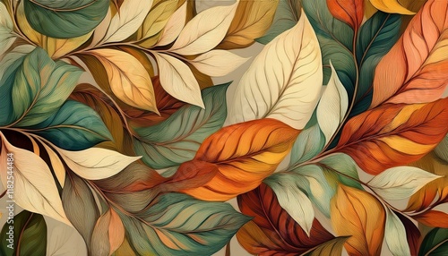 Wallpaper Mural Seamless decorative leaves background graphic resource Torontodigital.ca