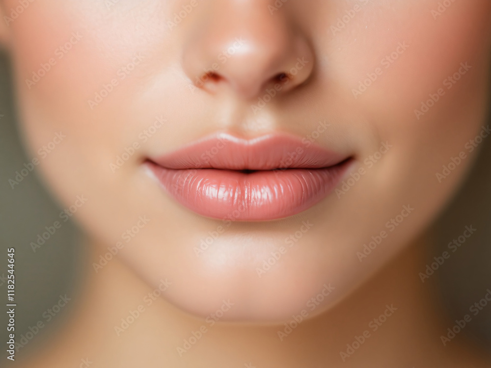 Glossy pink lips close-up, vibrant and alluring, showcasing flawless makeup and beauty. Glossy pink lips close-up, vibrant and alluring, showcasing flawless makeup and beauty.