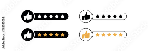Customer Review Icons with Star Ratings and Feedback Vectors