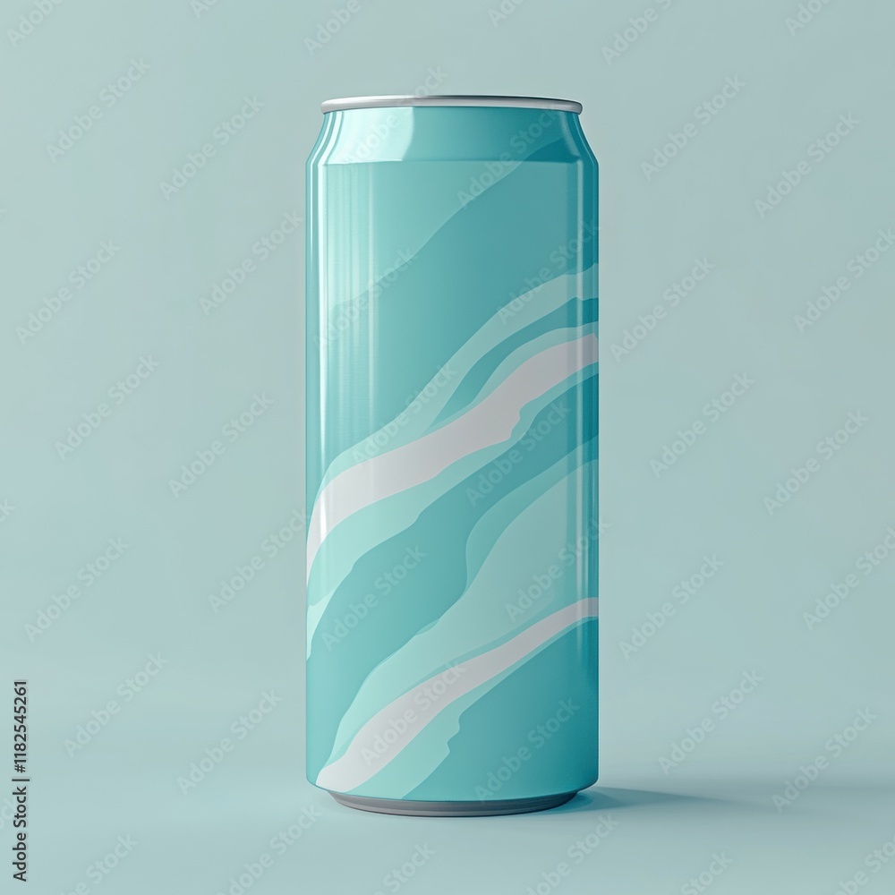 Fototapeta premium Cyan Aluminum Drink Can Mockup, sleek design, ample branding space, transparent background, ideal for product presentations and marketing.