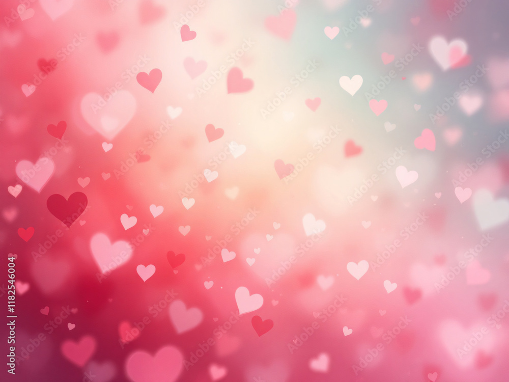 Soft pink background with glowing white hearts. Soft pink background with glowing white hearts.