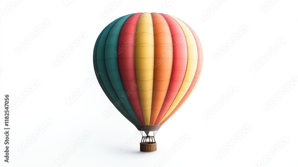 Fototapeta premium A colorful hot air balloon ready for flight against a white background.