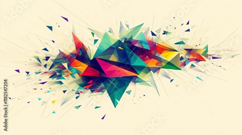 Abstract Colorful Exploding Geometric Shapes Art