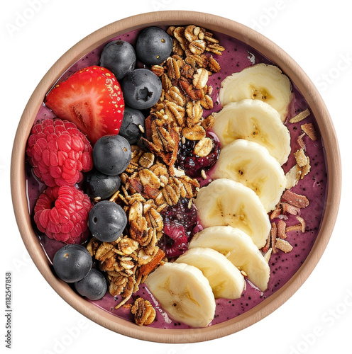 PNG Acai bowl produce granola plate. photo