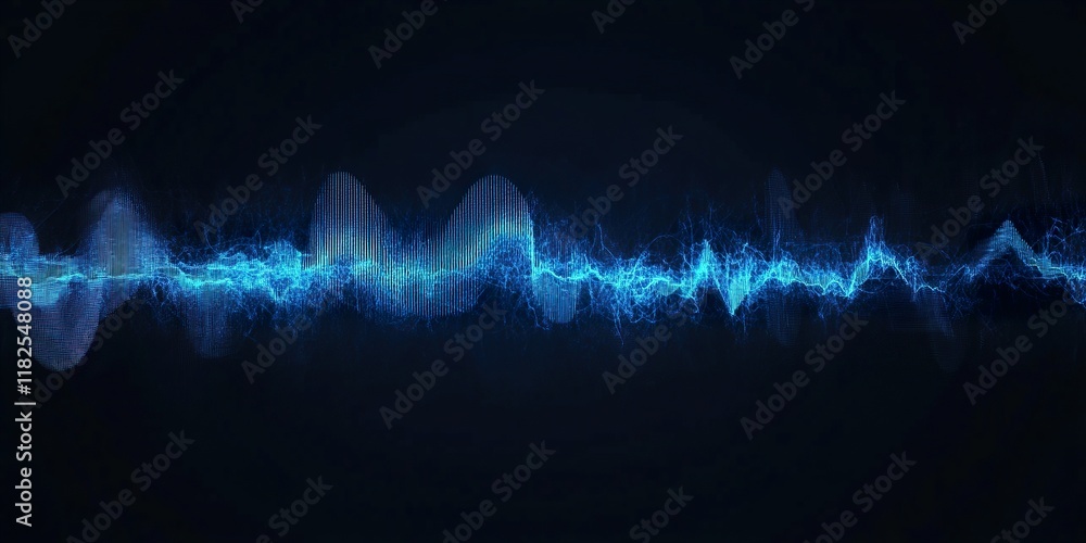 Minimal Audio Graphic in Blue Against Black Background