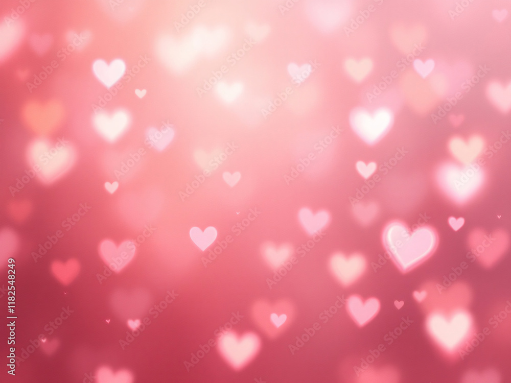 Blurred pink and red background with glowing hearts. Blurred pink and red background with glowing hearts.