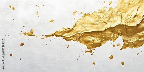 Abstract gold paint splatter on white background