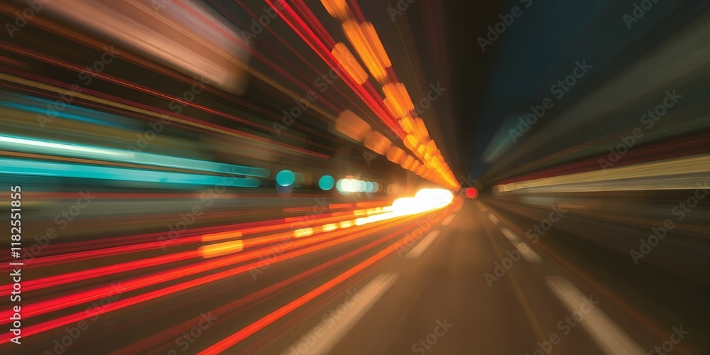 Obraz premium Night Drive, Speed and Lights