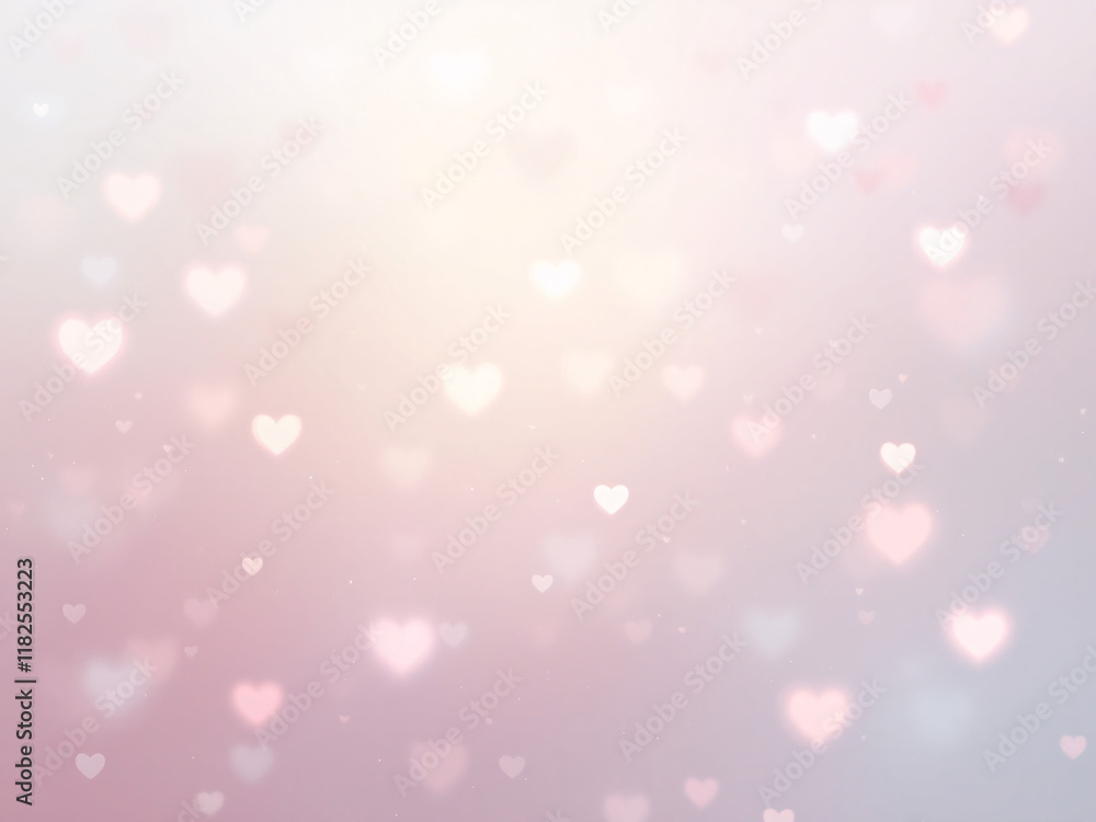 Soft pink background with glowing white hearts. Soft pink background with glowing white hearts.