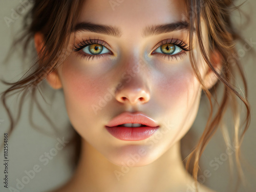 Wallpaper Mural Glossy pink lips close-up, vibrant and alluring, showcasing flawless makeup and beauty. Torontodigital.ca