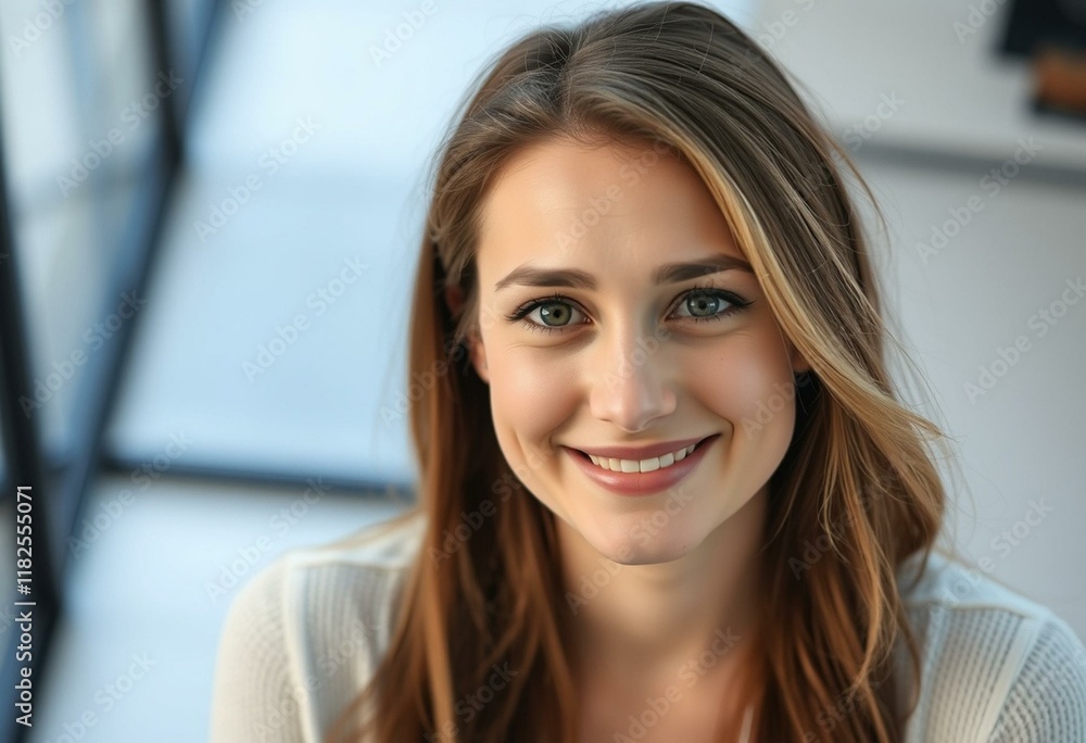 Female portrait with subtle smile and hint of sadness Female portrait with subtle smile and hint of sadness