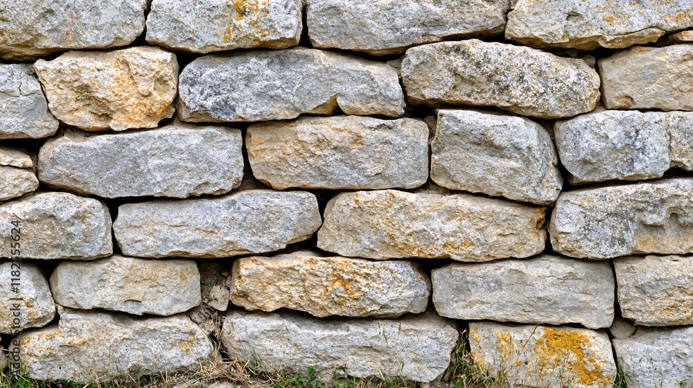 Stone wall made of unevenly shaped blocks in natural colors and textures Stone wall made of unevenly shaped blocks in natural colors and textures