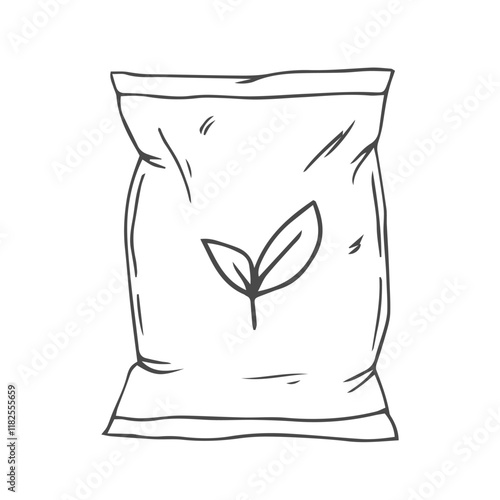 Vector sketch of seed fertilizer bag icon illustration