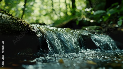 Wallpaper Mural Close-up of forest water flowing down stone, natural scene Torontodigital.ca