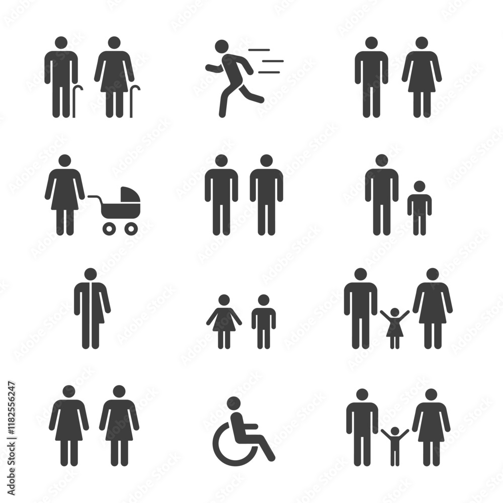 Human symbol set. Vector illustration. White background. Human symbol set. Vector illustration. White background.