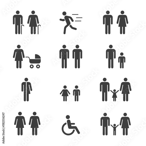 Human symbol set. Vector illustration. White background.
