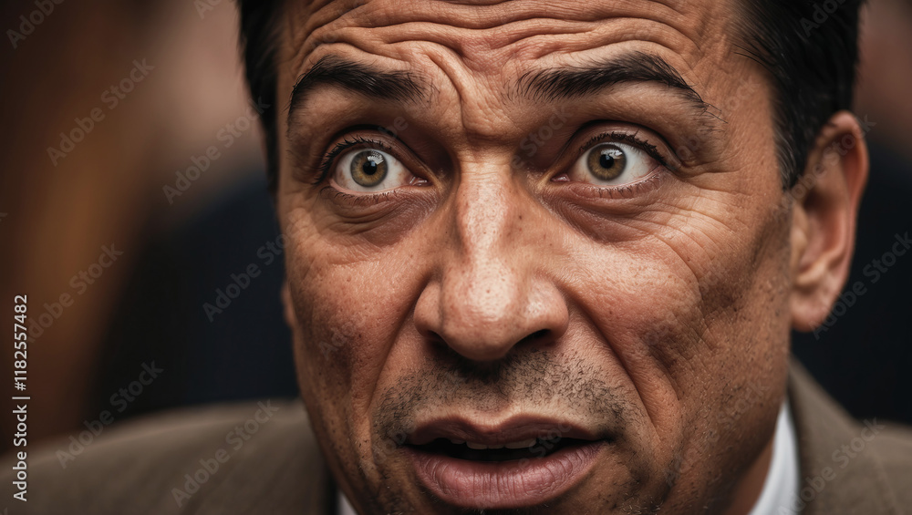 Closeup of a man with expressive eyes showing strong emotions during an event in Phoenix Closeup of a man with expressive eyes showing strong emotions during an event in Phoenix