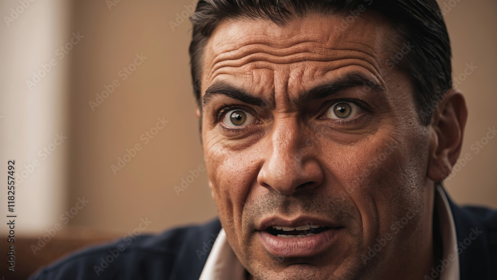 Closeup candid of a man showing intense emotion in a warm indoor setting in Phoenix Closeup candid of a man showing intense emotion in a warm indoor setting in Phoenix