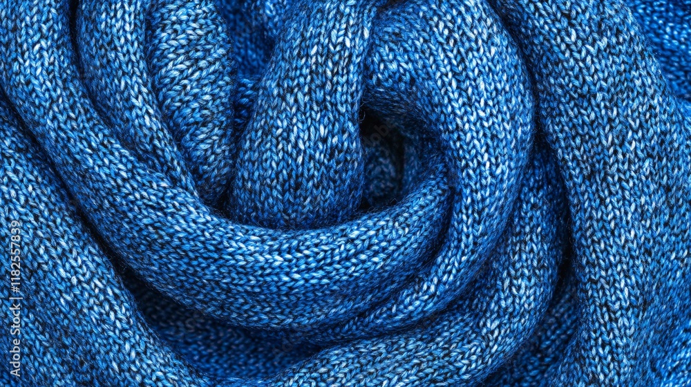 Fototapeta premium Detailed Close-up of Blue Knitted Fabric Texture