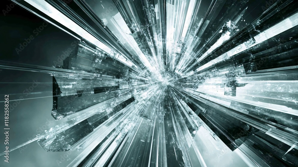 Fototapeta Abstract Futuristic City Burst Explosion AI Art