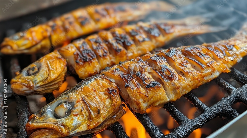 Grilled Fish on Barbecue - A Delicious Summer Meal Grilled Fish on Barbecue - A Delicious Summer Meal