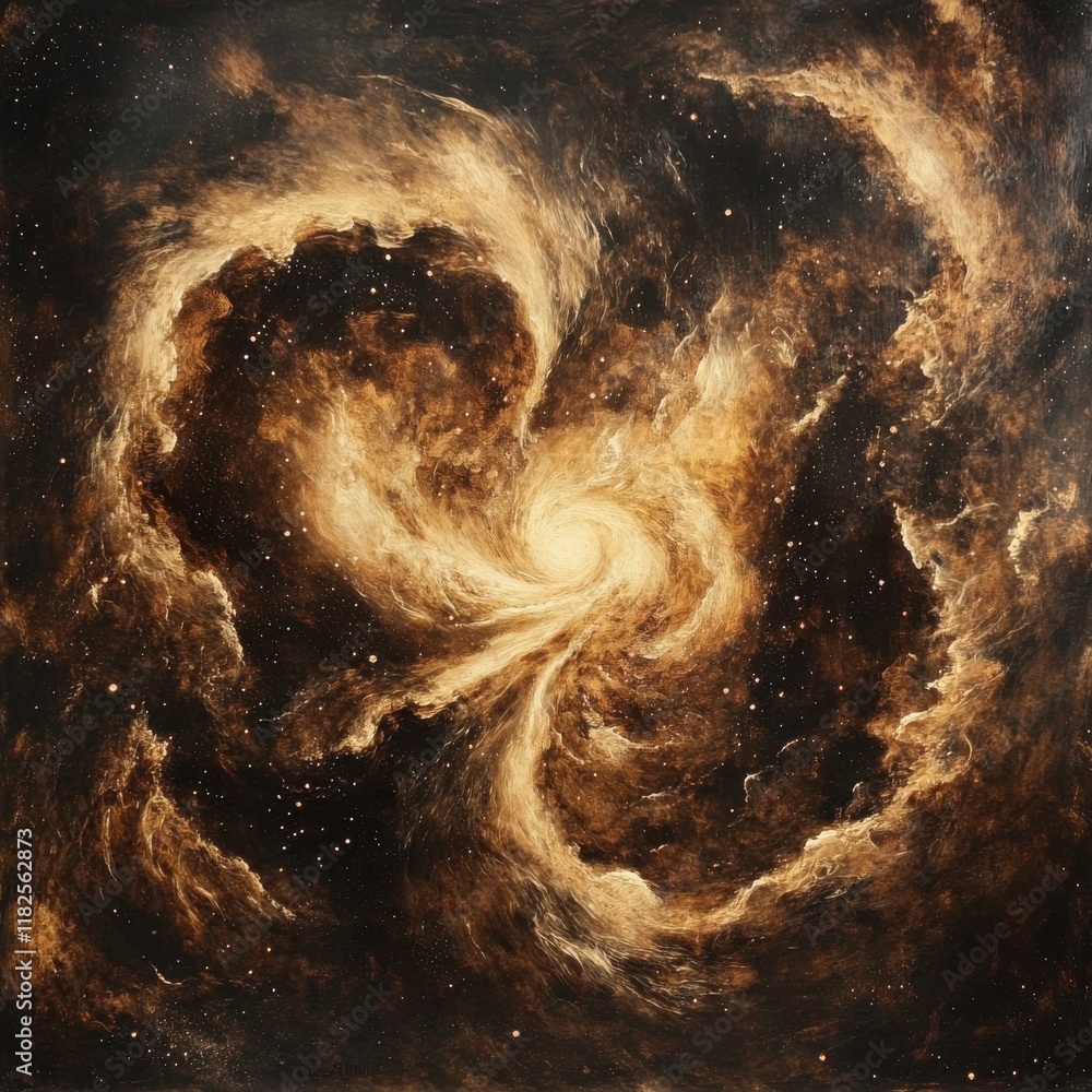 Fototapeta premium Golden Spiral Galaxy: An Abstract Celestial Masterpiece of the Deep Space