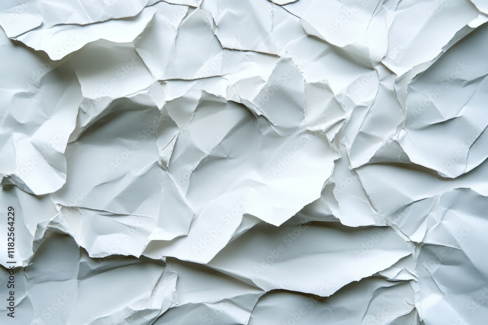 White crumpled paper creates a textured, abstract background, ideal for design projects White crumpled paper creates a textured, abstract background, ideal for design projects