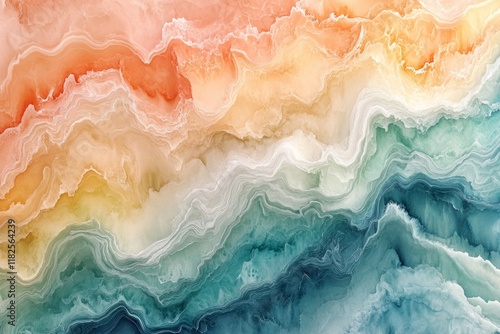 Wavy pastel background resembling agate stone with foam and bubbles creating an abstract and colorful texture