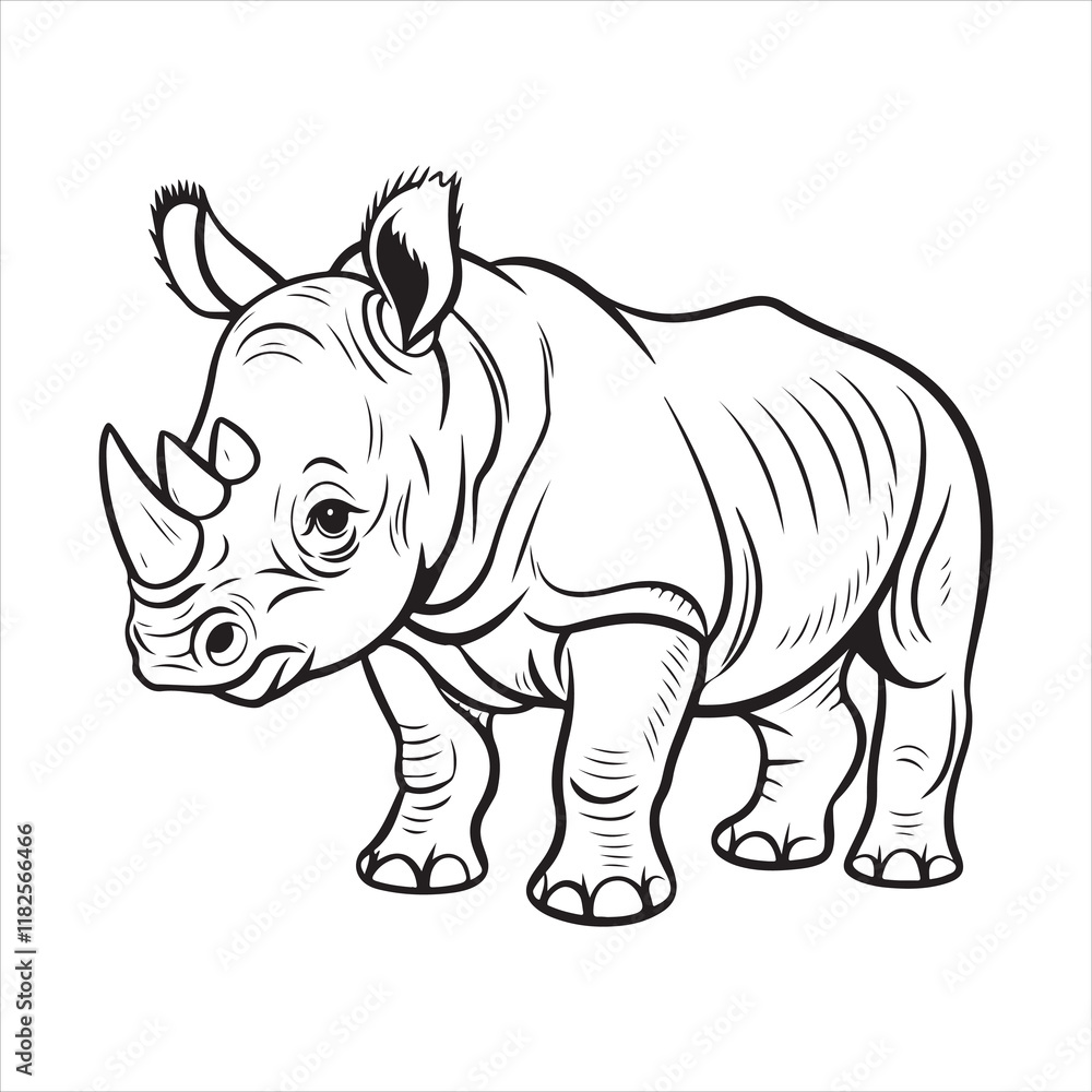 line drawing of a rhinoceros vector illustration Design line drawing of a rhinoceros vector illustration Design
