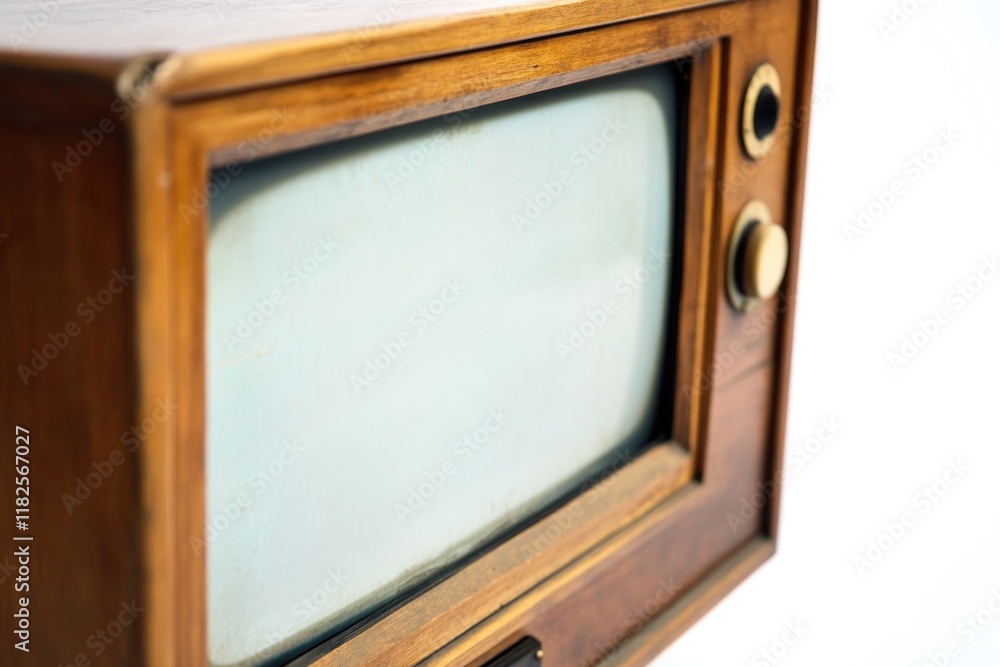 An old fashioned television with a blank white screen, suitable for use in historical or retro-themed designs An old fashioned television with a blank white screen, suitable for use in historical or retro-themed designs