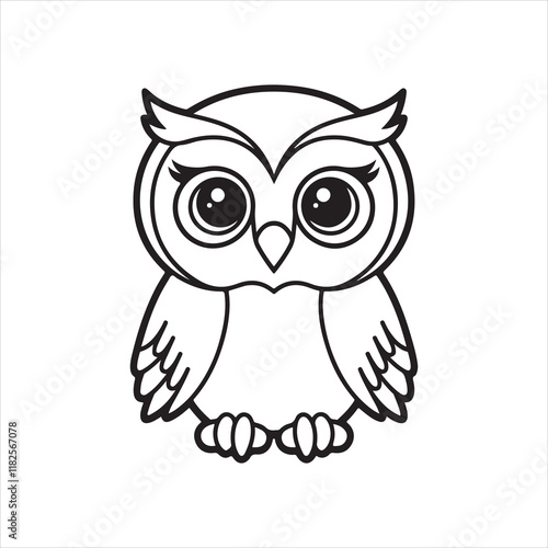 line drawing of owl Vector Design