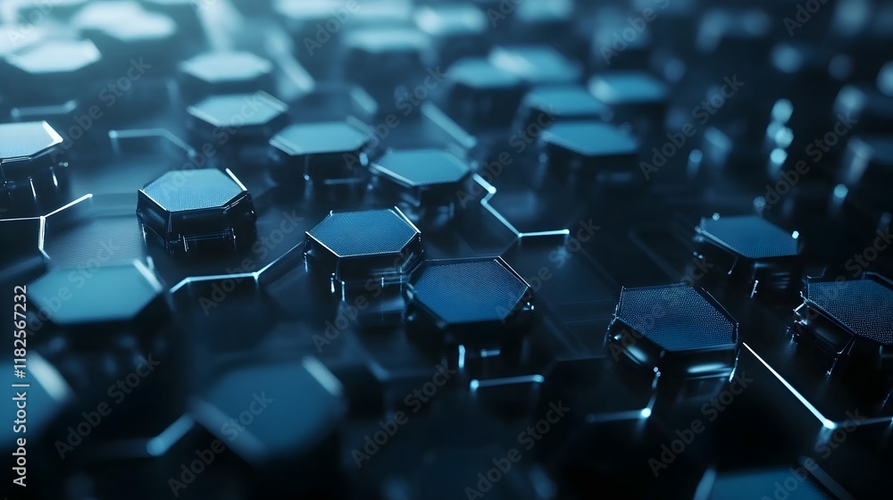 Obraz premium Abstract Dark Blue Hexagon Pattern Background Technology
