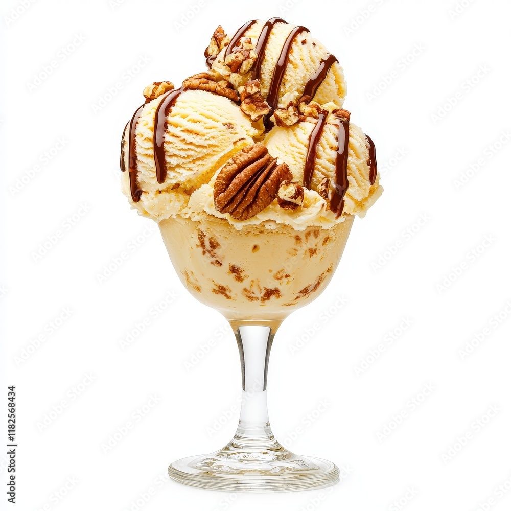 Indulgent Honey Pecan ice cream sundae topped with nuts and drizzled chocolate, perfect for dessert lovers and summer treats. Indulgent Honey Pecan ice cream sundae topped with nuts and drizzled chocolate, perfect for dessert lovers and summer treats.