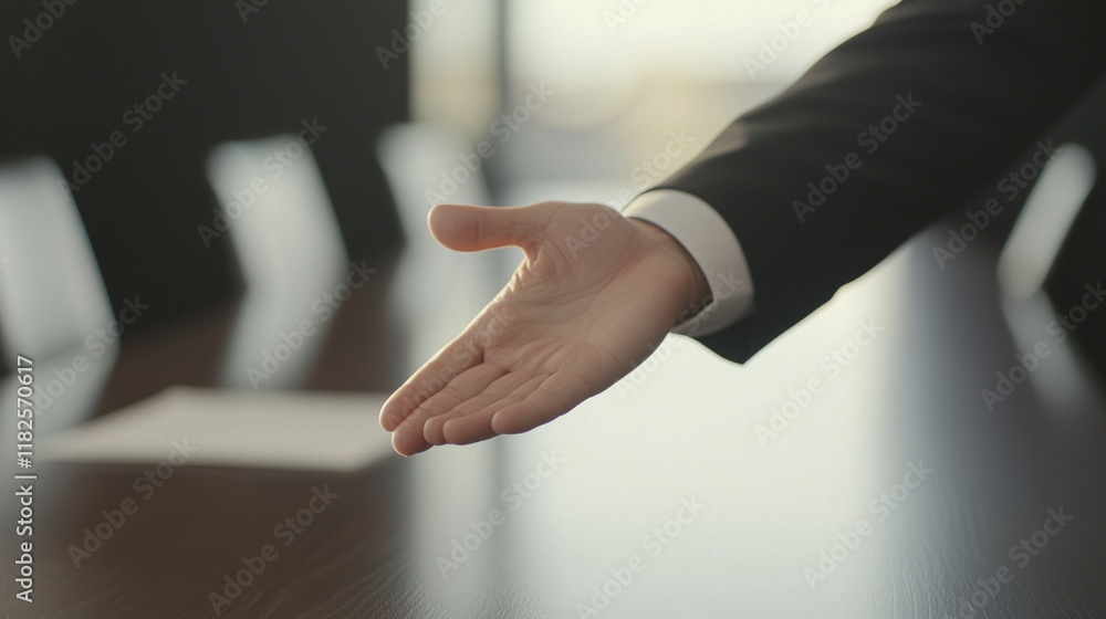 Fototapeta premium Businessperson Handshake at Conference Table for Job Offer