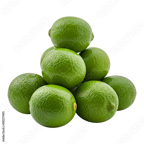 Lime Stacked in a Small Cluster on Transparent Background photo