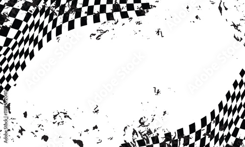 Checkered flag racing background with grunge brush splashes