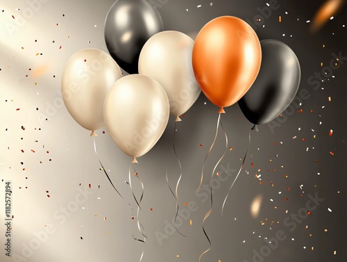 Elegant Metallic Balloons with Confetti Festive Celebration