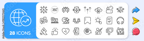 Phone payment, Auction hammer and File storage line icons. Interest rate, AI generate, Inflation icons. Pack of Swipe up, World globe, Ranking star icon. Vector