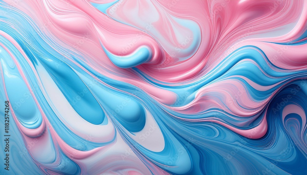 Fototapeta premium colorful pastel liquid marble texture background in pink and blue copy space for design