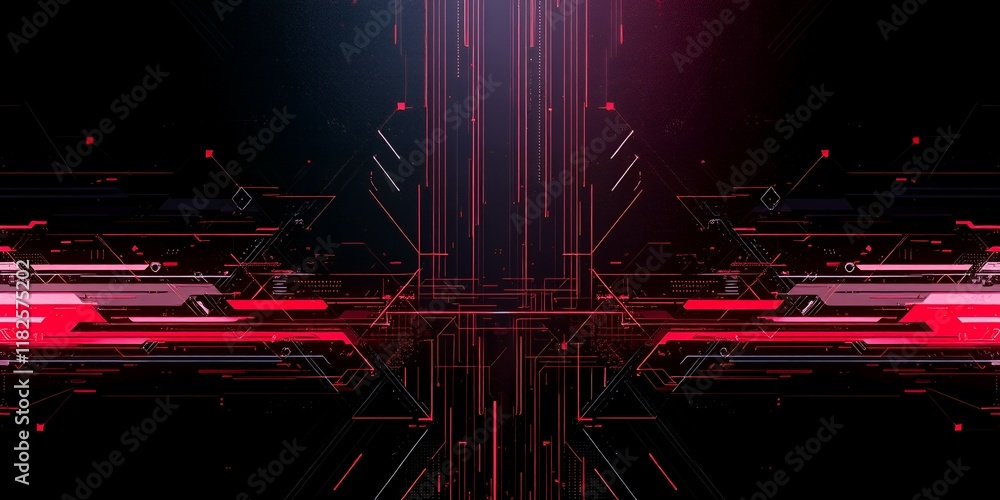 Obraz premium Abstract digital art in red and black.