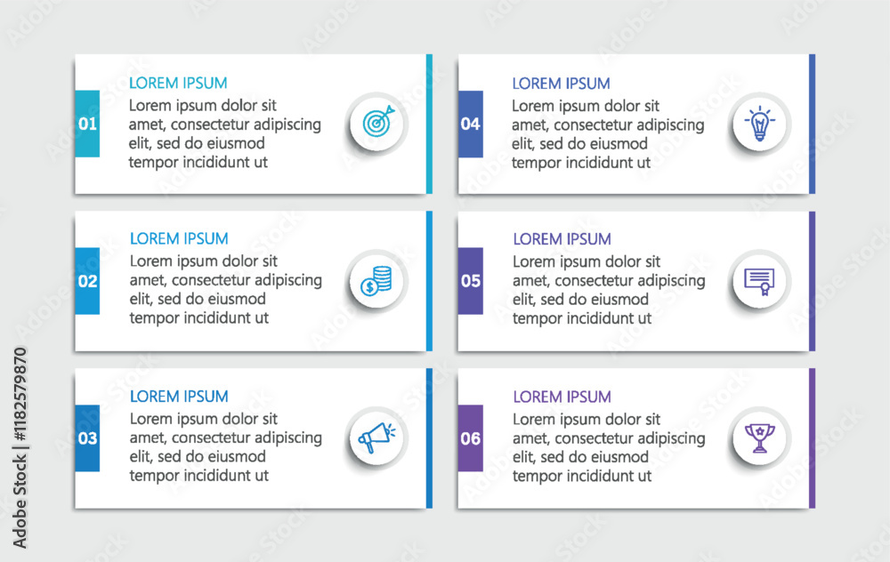 Business vector infographic design template with icons and 6 options or steps Business vector infographic design template with icons and 6 options or steps