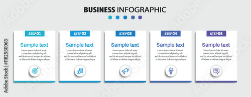 Business vector infographic template with 5 options or steps