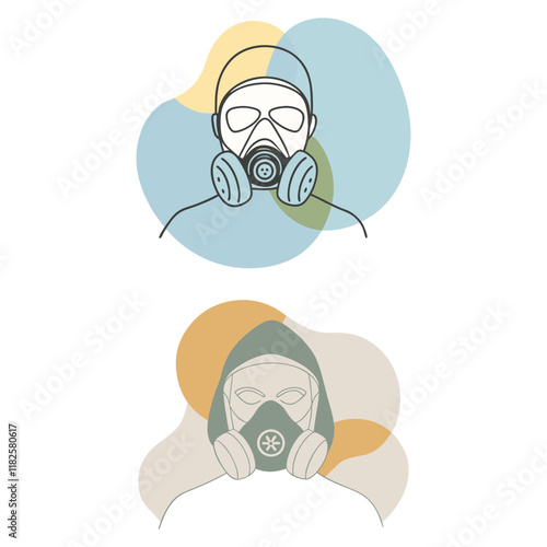 two face gas mask vector illustration.