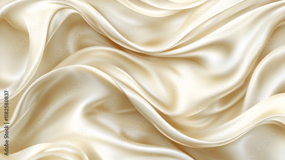 Elegant flowing silk fabric with soft textures in a creamy white hue Elegant flowing silk fabric with soft textures in a creamy white hue