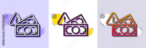 Fraud line icon. Halftone dotted pattern. Gradient icon with grain shadow. Money bribe crime sign. Cash corrupt symbol. Line fraud icon. Various designs. Vector