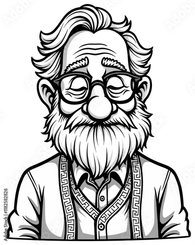 Wallpaper Mural  Wise Elder with Glasses and Decorative Suspenders Torontodigital.ca